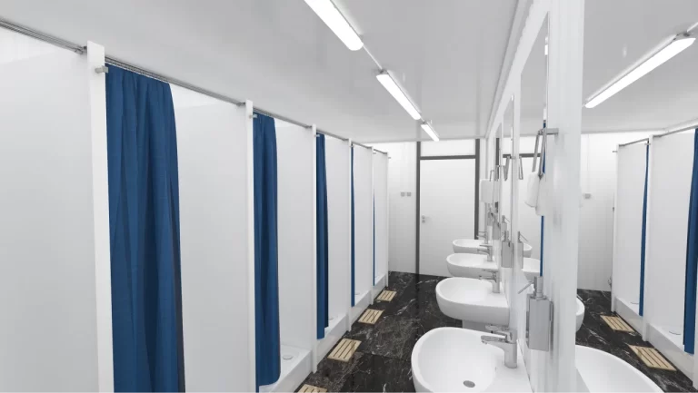 Flat Pack Sanitärcontainer WC & Dusche – Seitenansicht 15