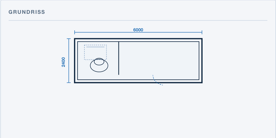 Flat Pack 240×600 WC/Dusche
